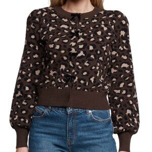 NWT Express Women's Animal Print Bow Cardigan Size Large